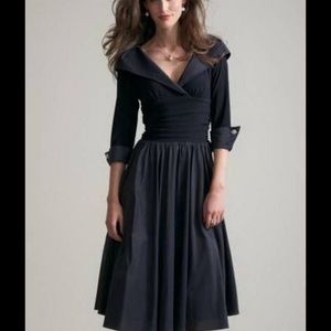 Eliza J Black Surplice Collar Midi Dress